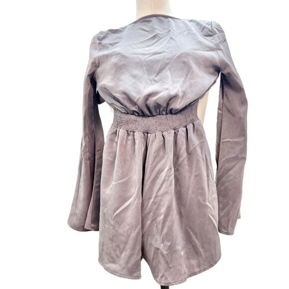 Womens Small Slate Long Sleeve Shorts Romper with Tie Back - Picture 1 of 6